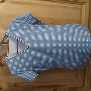 TORY BURCH ACTIVE WEAR TOP S/ SLEEVE SIZE L..BLUES N WHITE